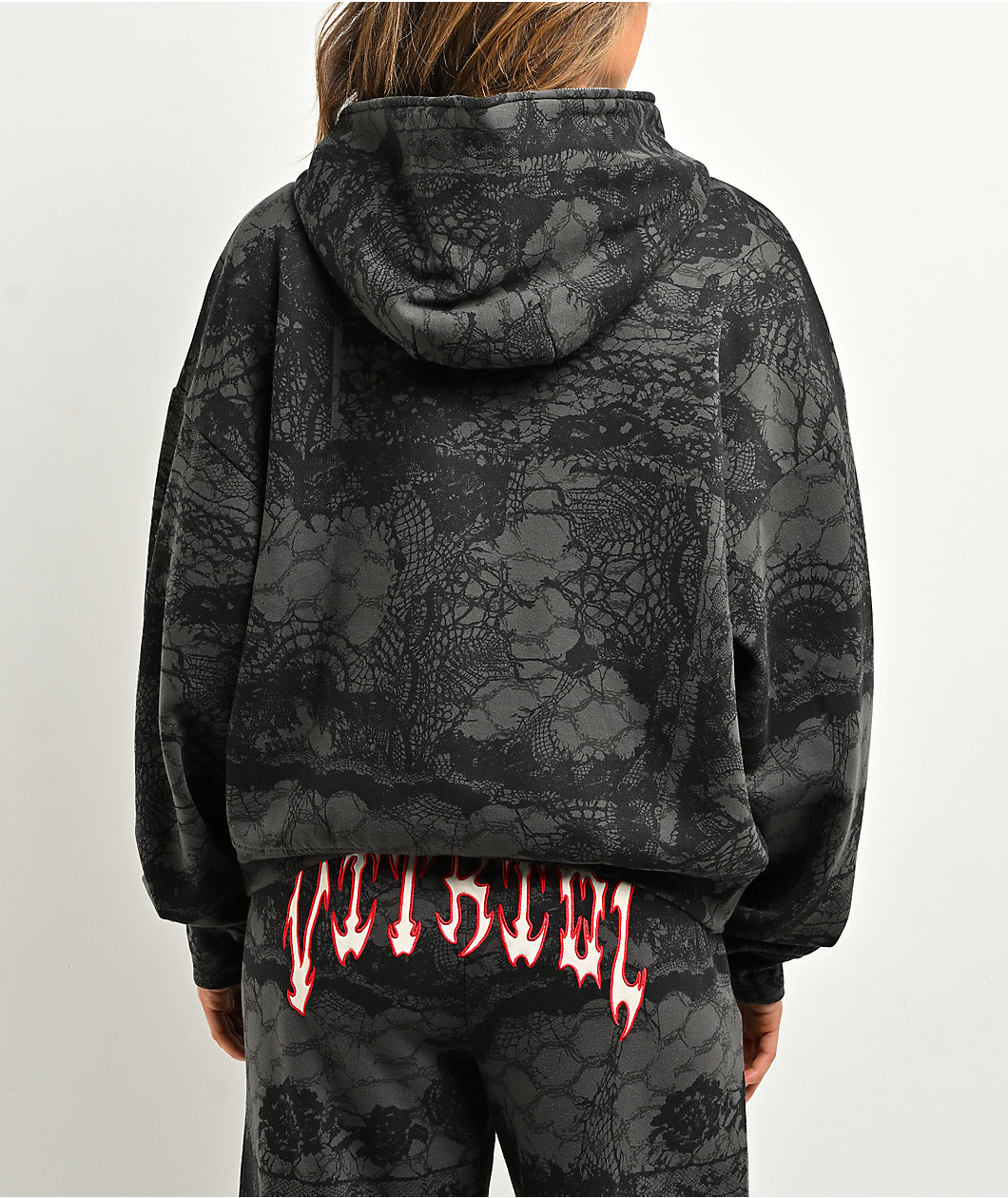 Vitriol Lenexa Lace Dark Grey & Black Bodybag Hoodie