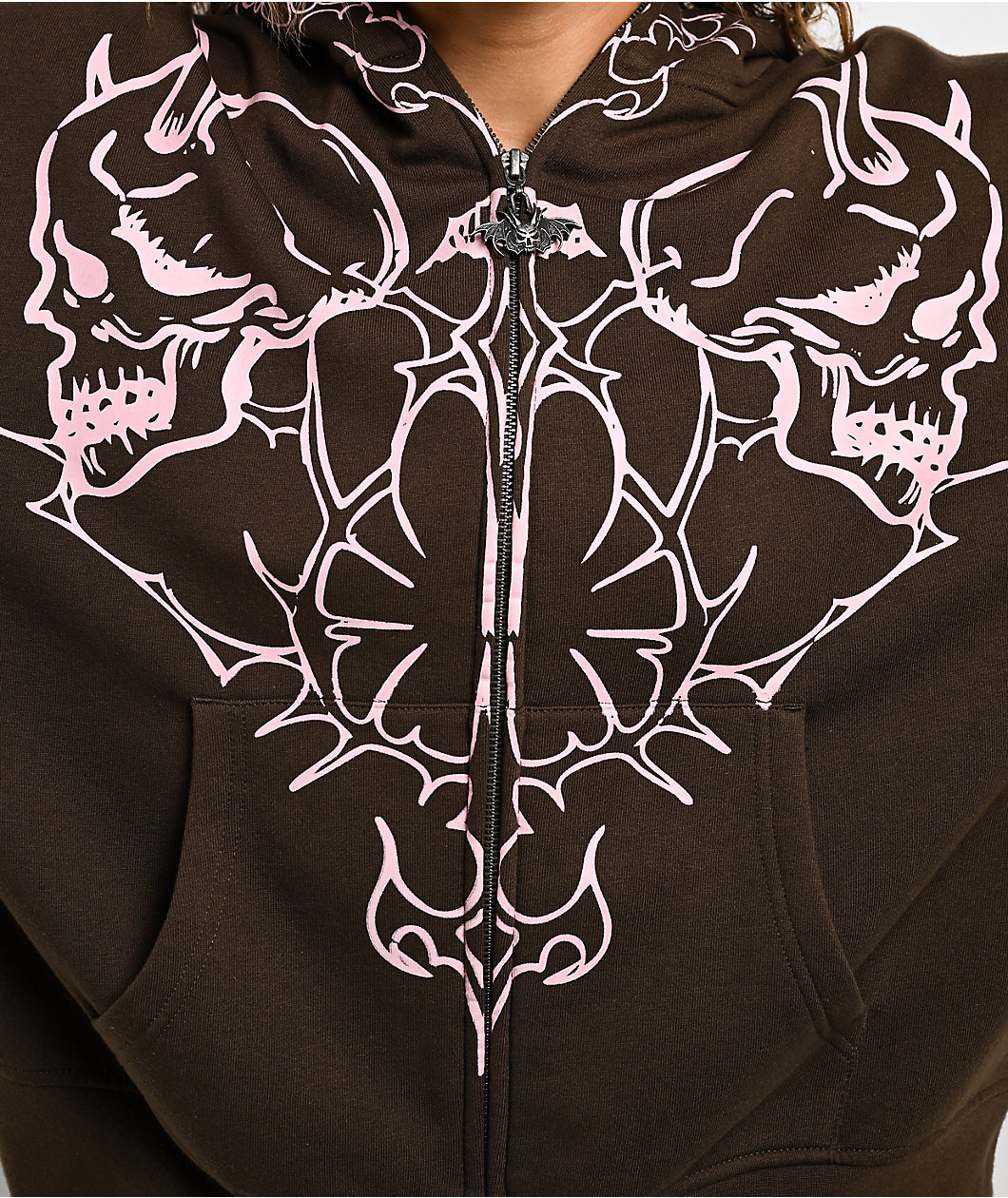Vitriol Lenexa Lacing Brown & Pink Body Bag Zip Hoodie