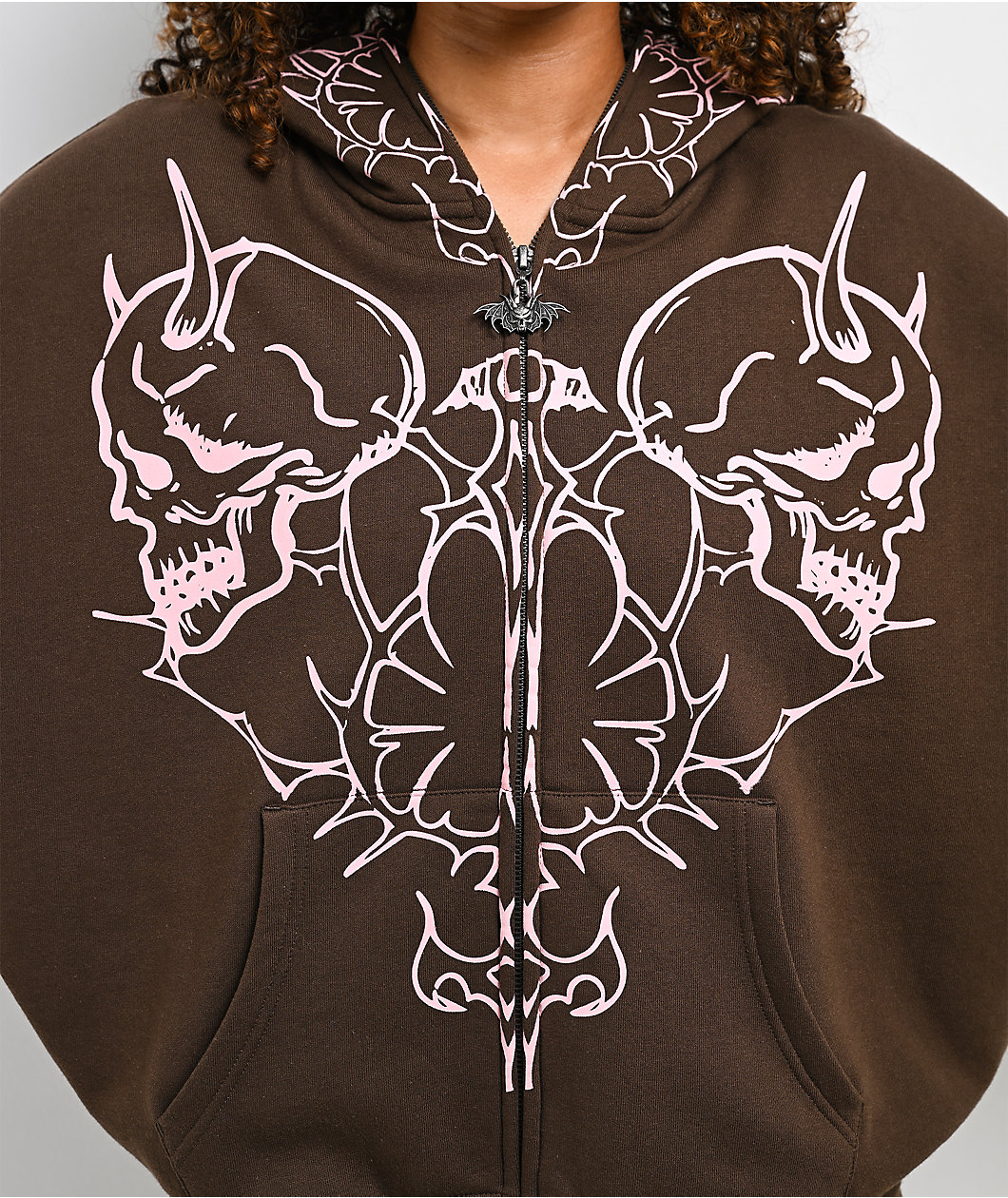 Vitriol Lenexa Lacing Brown & Pink Body Bag Zip Hoodie