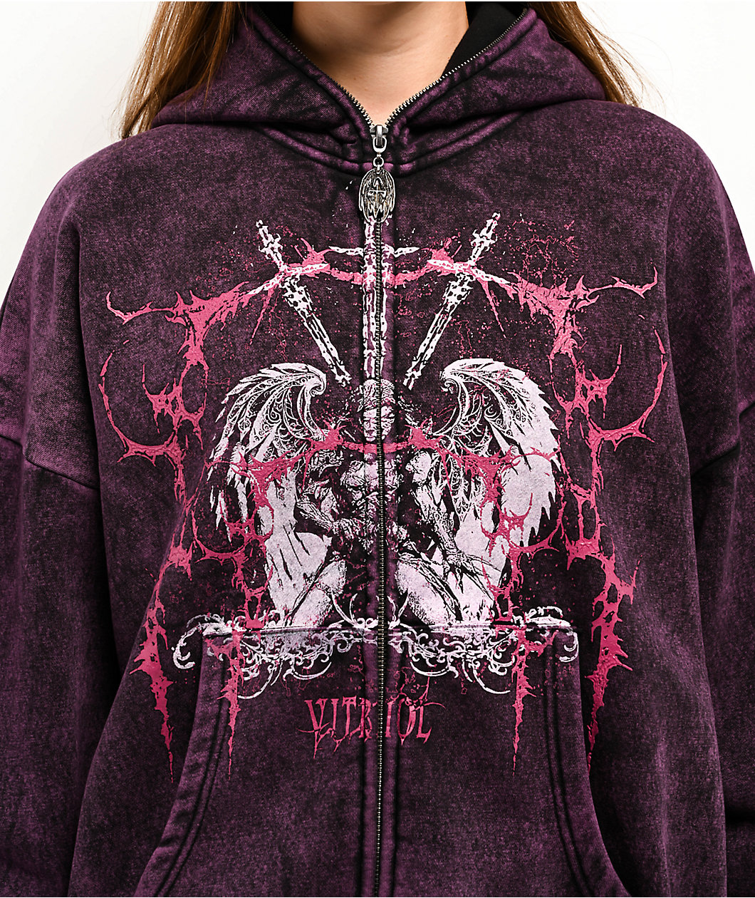 Vitriol Lenexa Shadow Purple Wash Zip Hoodie