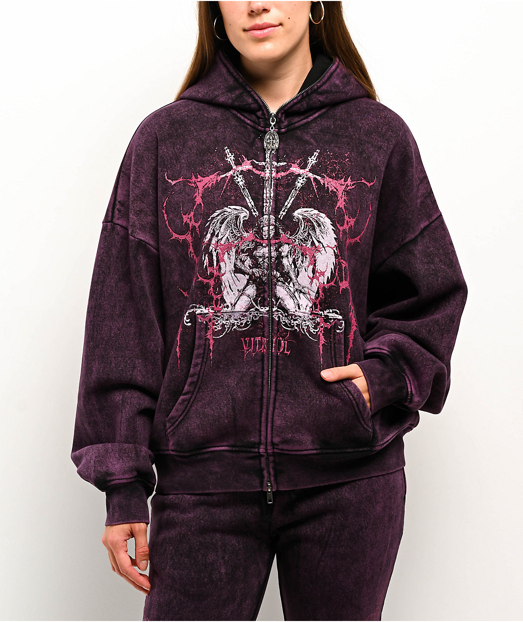Vitriol Lenexa Shadow Purple Wash Zip Hoodie