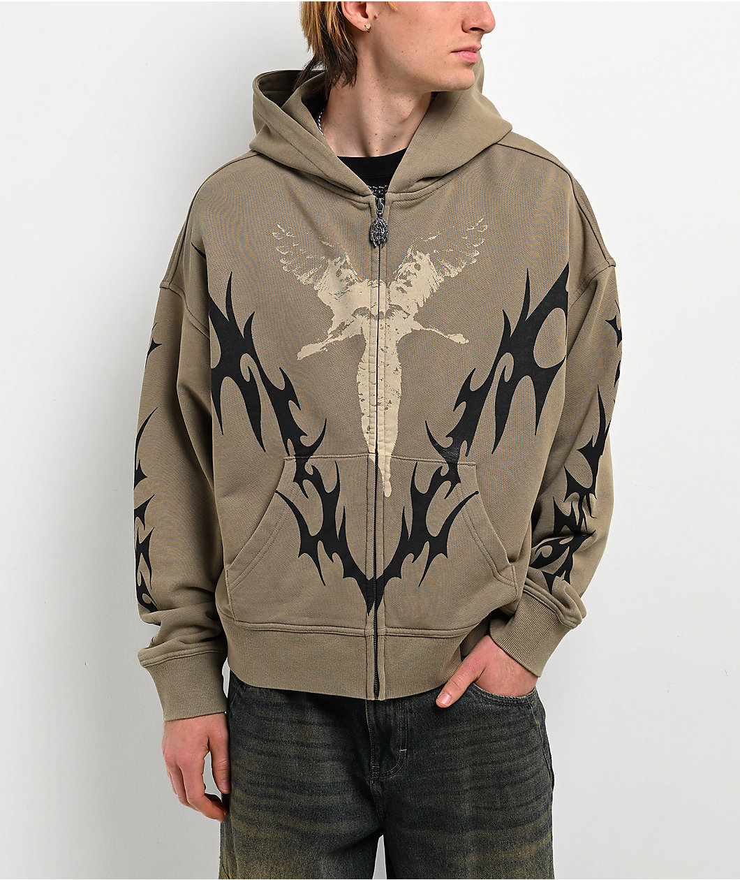 Vitriol Lightning Green Crop Zip Hoodie