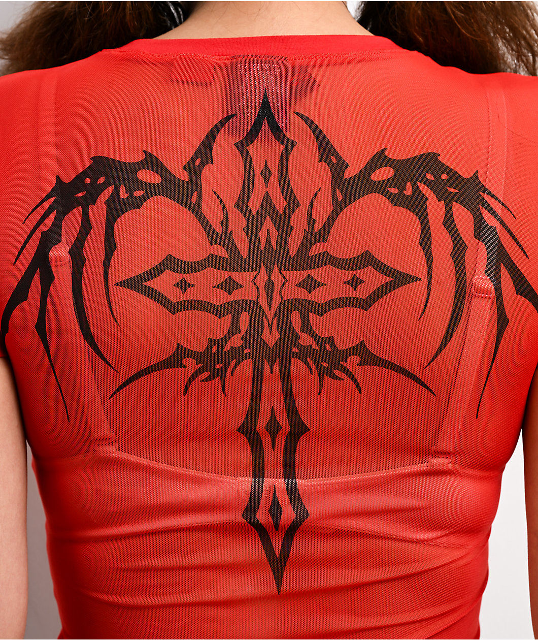 Vitriol Lilah Red Mesh Crop T-Shirt