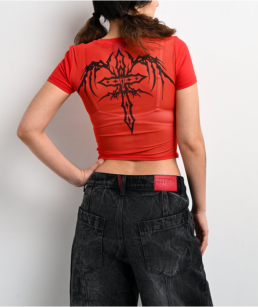 Vitriol Lilah Red Mesh Crop T-Shirt