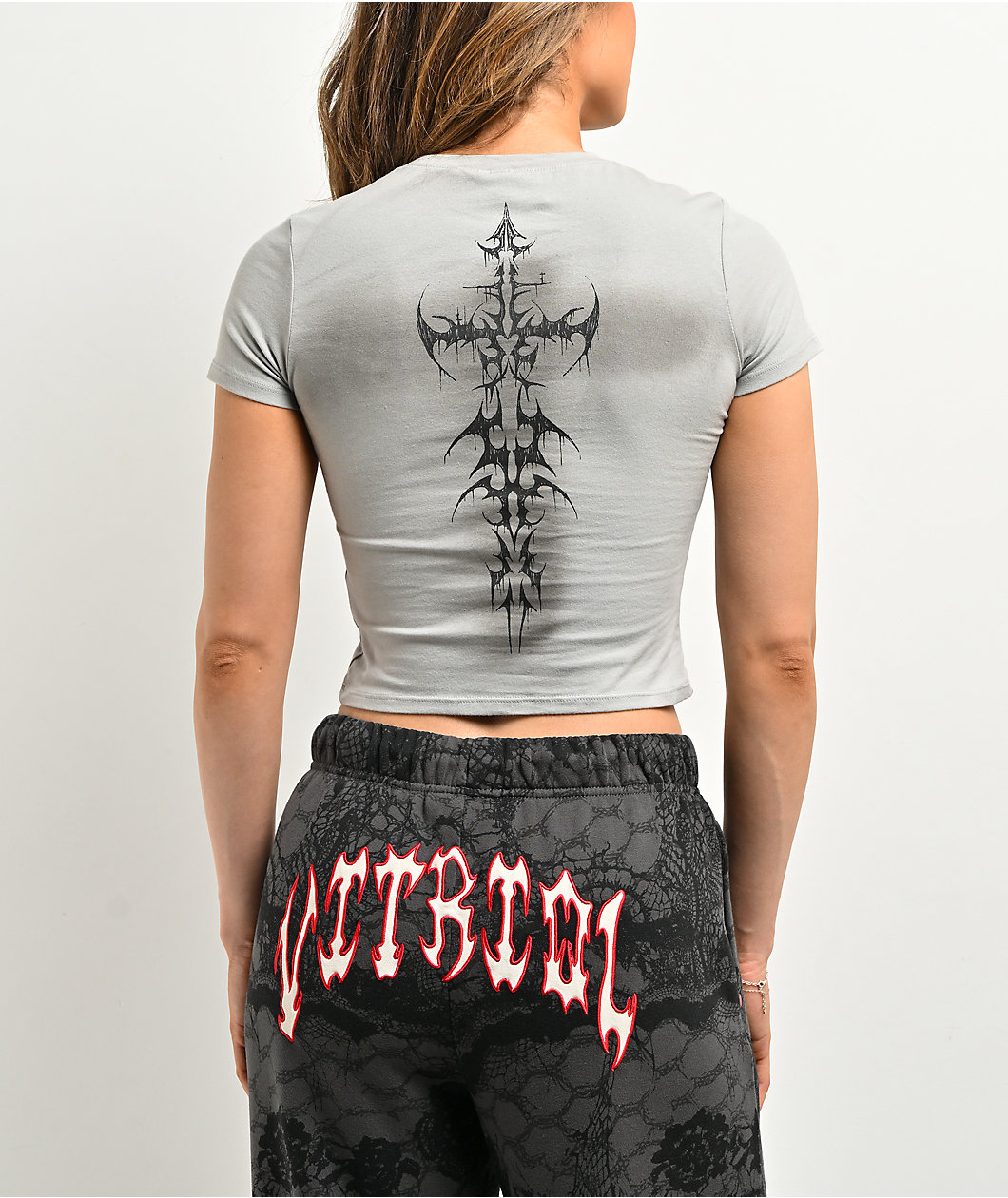 Vitriol Lina Grey Wash Crop T-Shirt