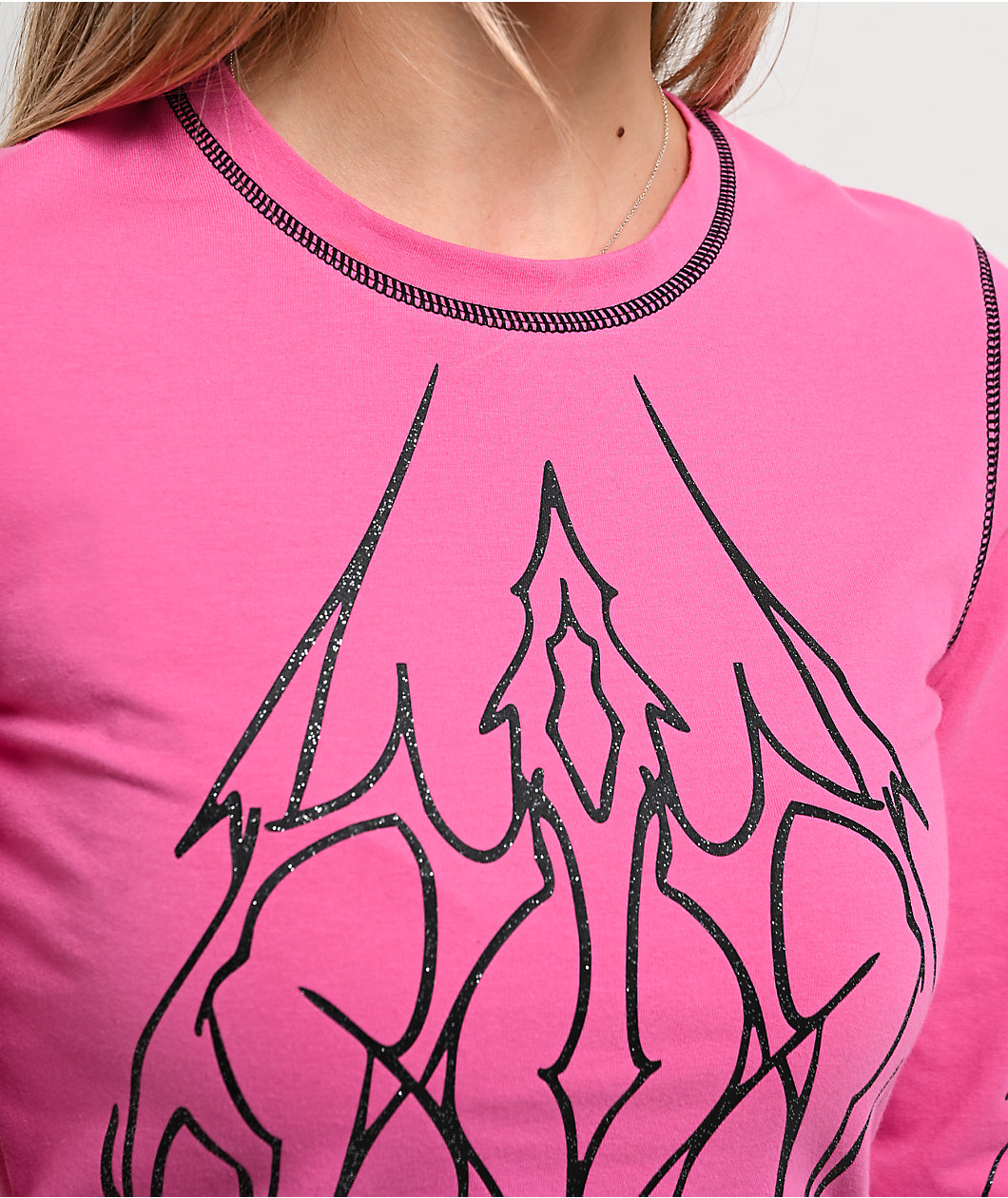 Vitriol Lottie Pink Long Sleeve Crop T-Shirt