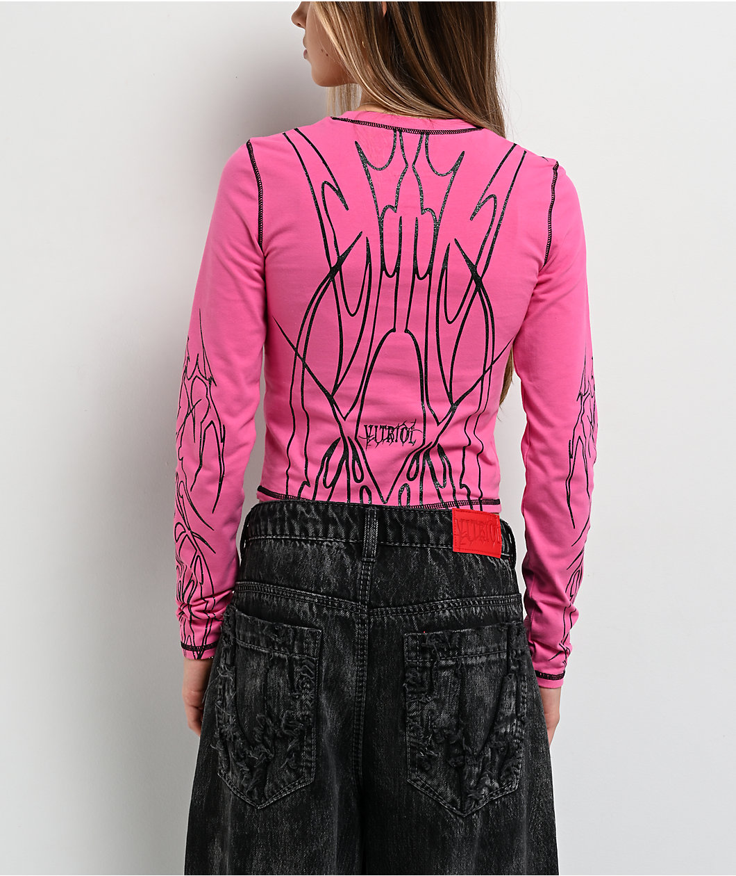 Vitriol Lottie Pink Long Sleeve Crop T-Shirt