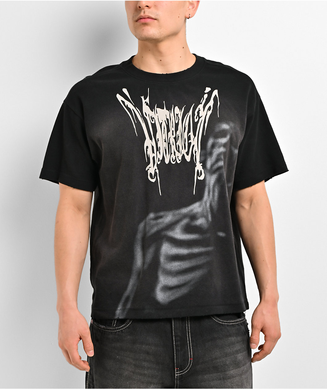 Vitriol Matterhorn Black Wash Thermal Crop T-Shirt