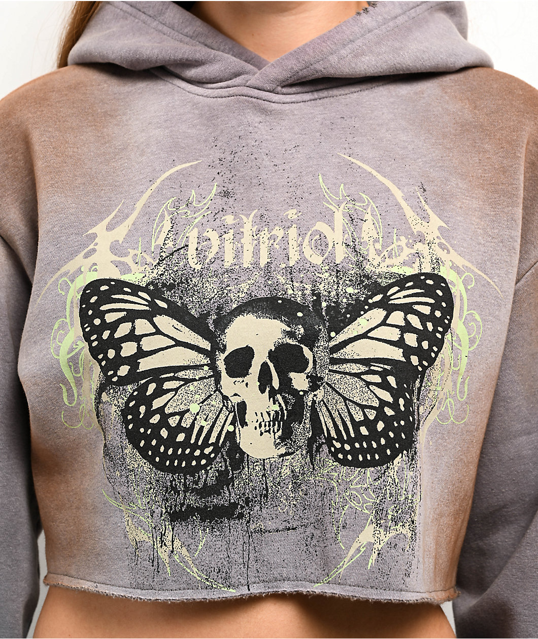 Vitriol Mitzi Grey Crop Hoodie