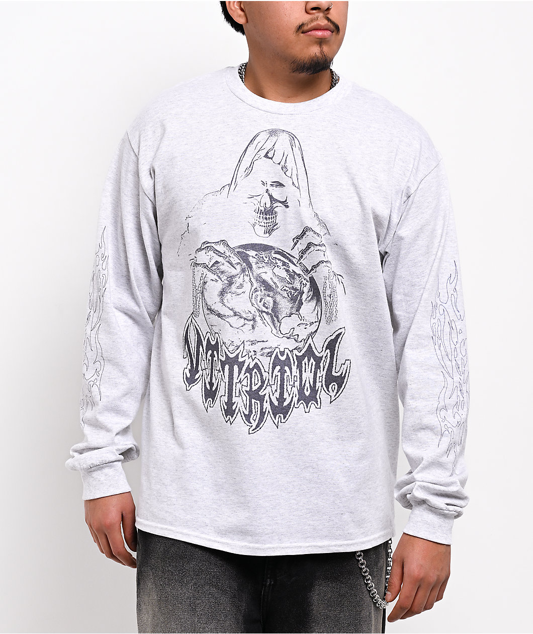 Vitriol Monster Flash Heather Grey Long Sleeve T-Shirt