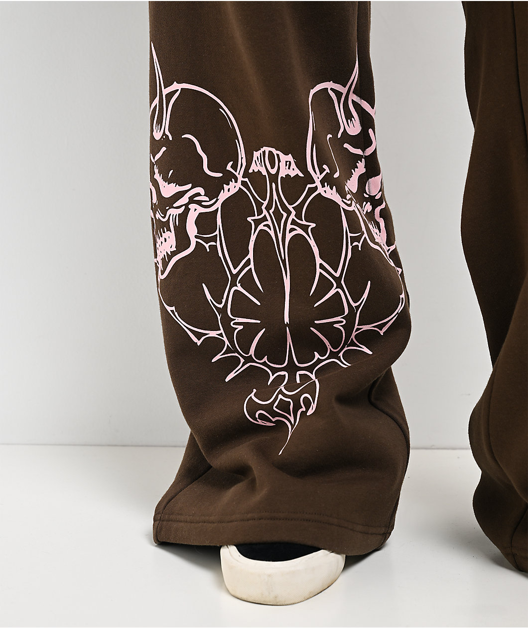 Vitriol Myla Lace Up Pink Icing Wide Leg Sweatpants
