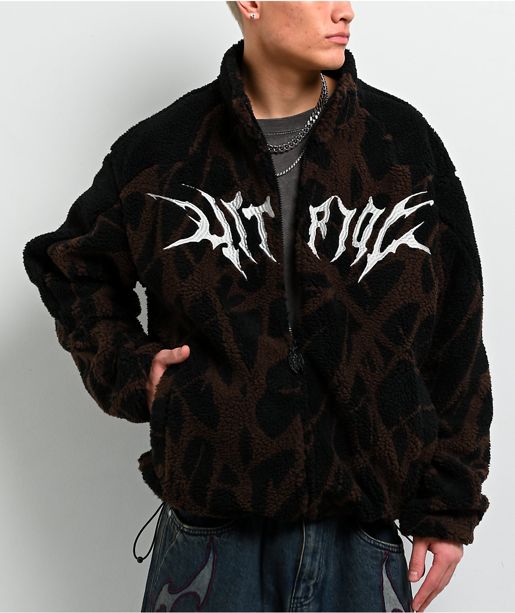 Vitriol Oath Black & Brown Boxy Tech Fleece Jacket
