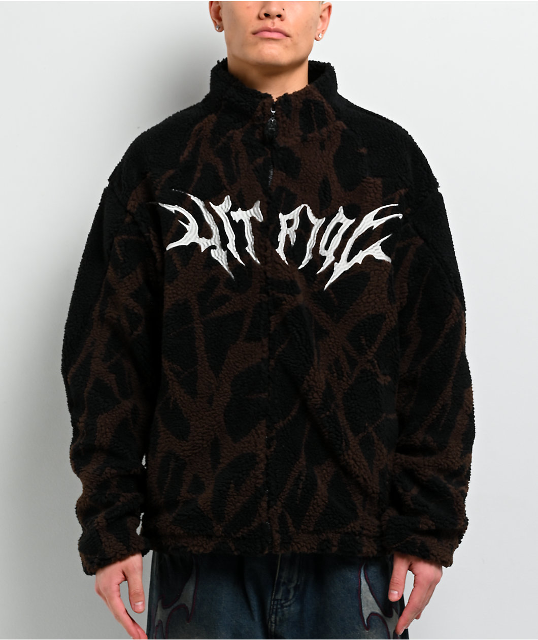 Vitriol Oath Black & Brown Boxy Tech Fleece Jacket