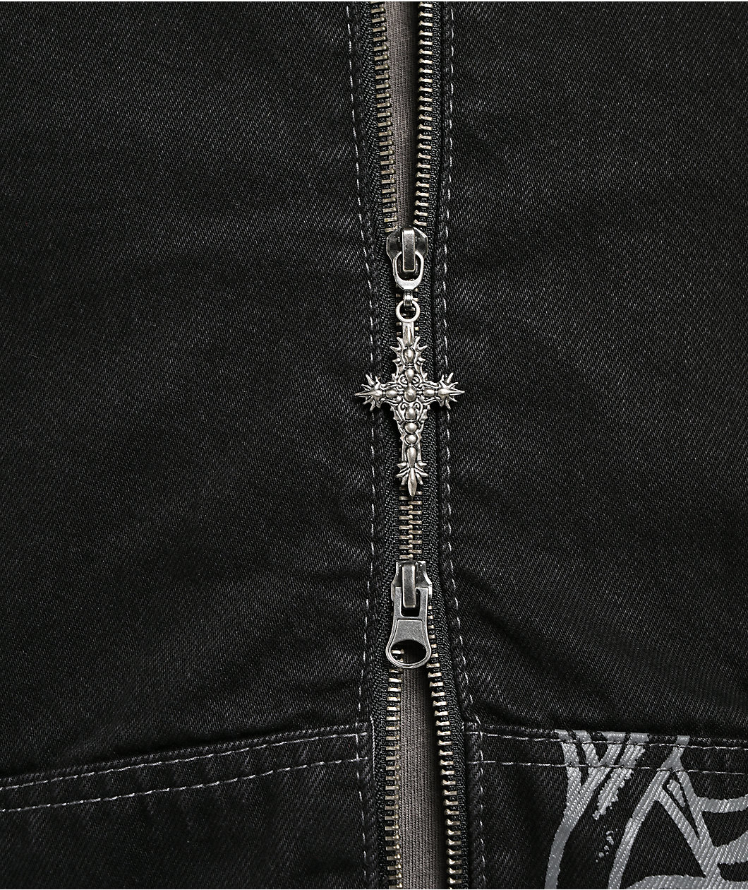 Vitriol Oblivion Black Wash Denim Crop Jacket