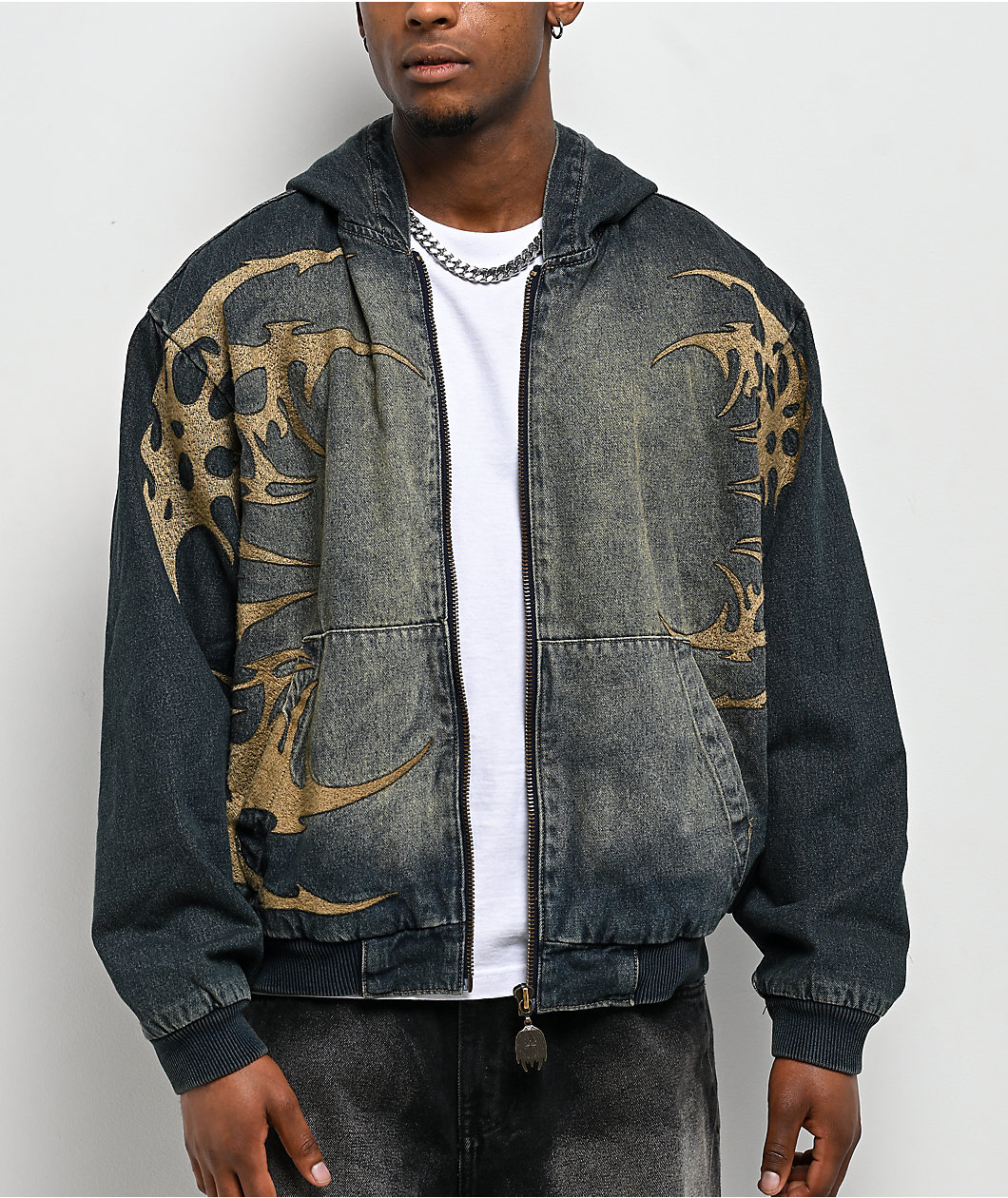 Vitriol Oblivion Blue Wash Hooded Denim Boxy Jacket