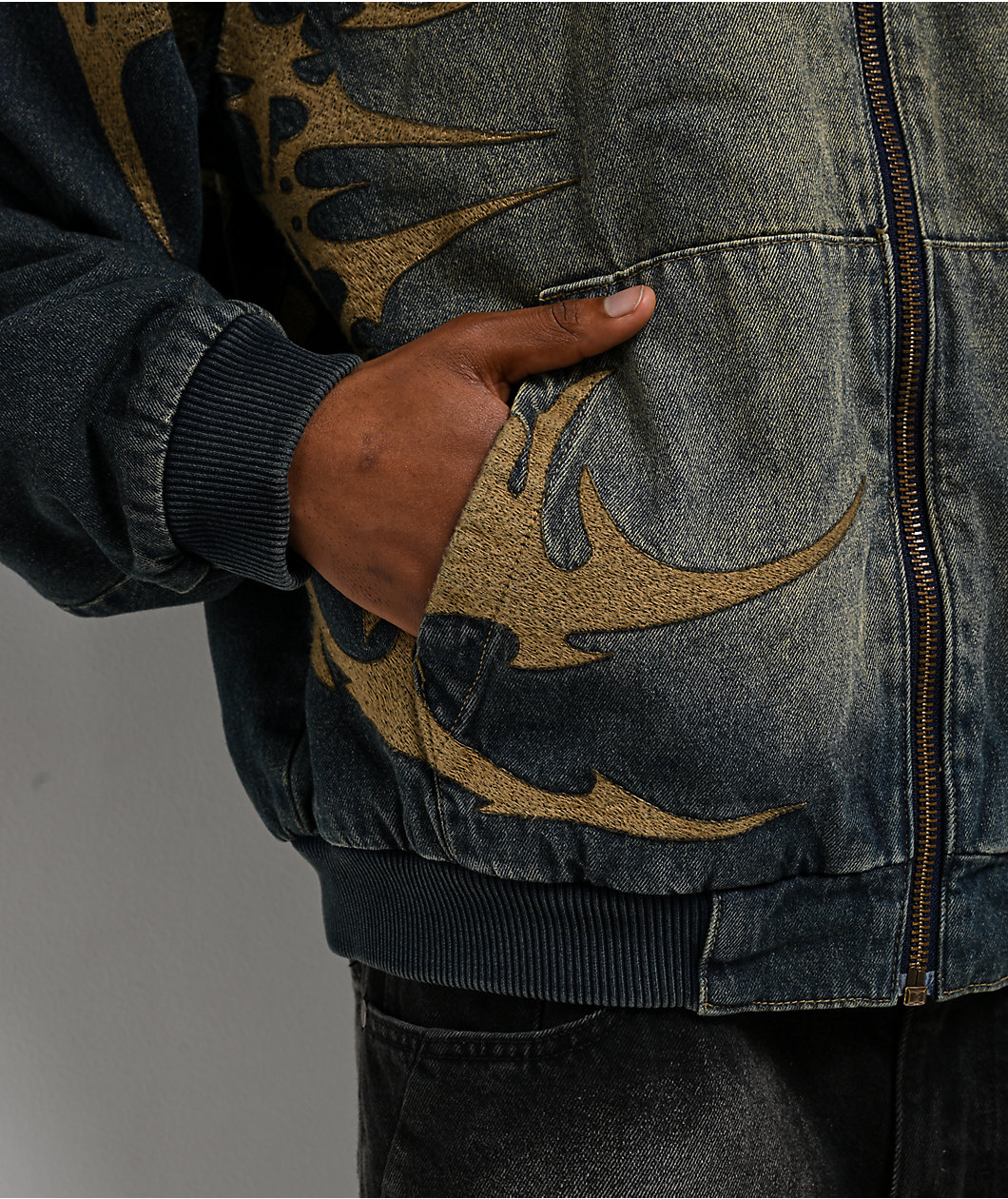 Vitriol Oblivion Blue Wash Hooded Denim Boxy Jacket