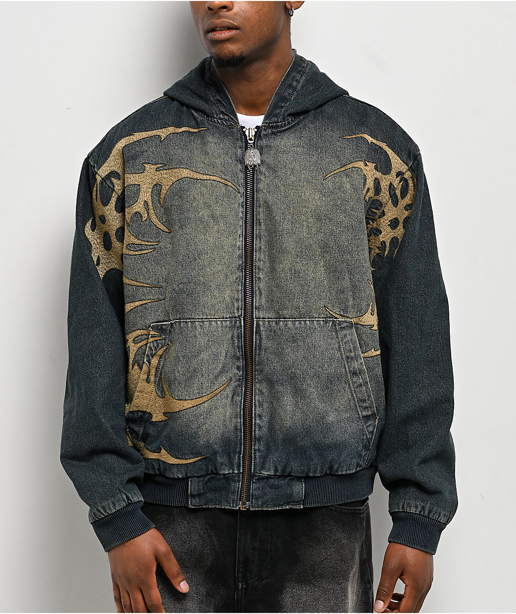 Vitriol Oblivion Blue Wash Hooded Denim Boxy Jacket