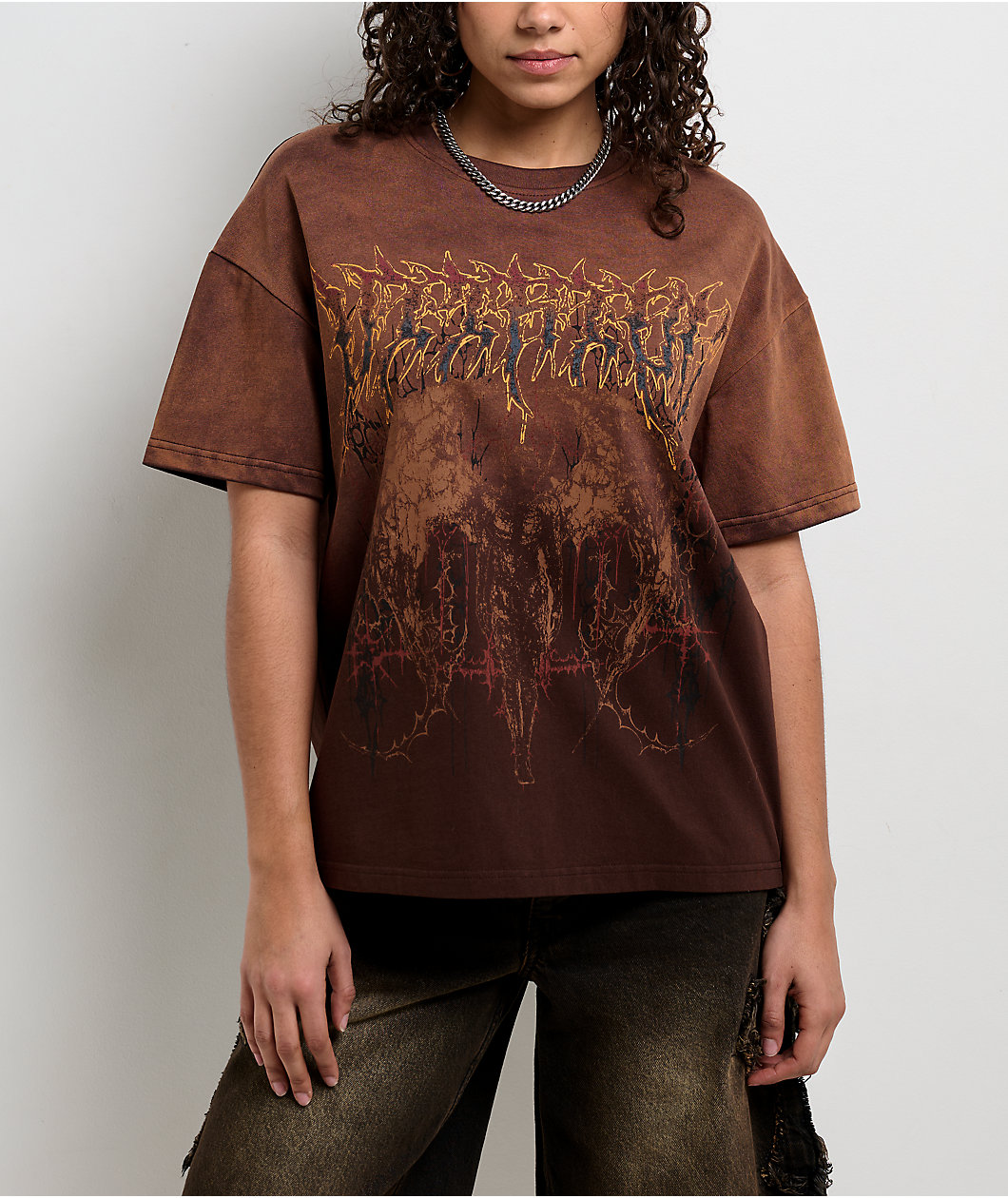 Vitriol Rae Brown Wash Boxy T-Shirt