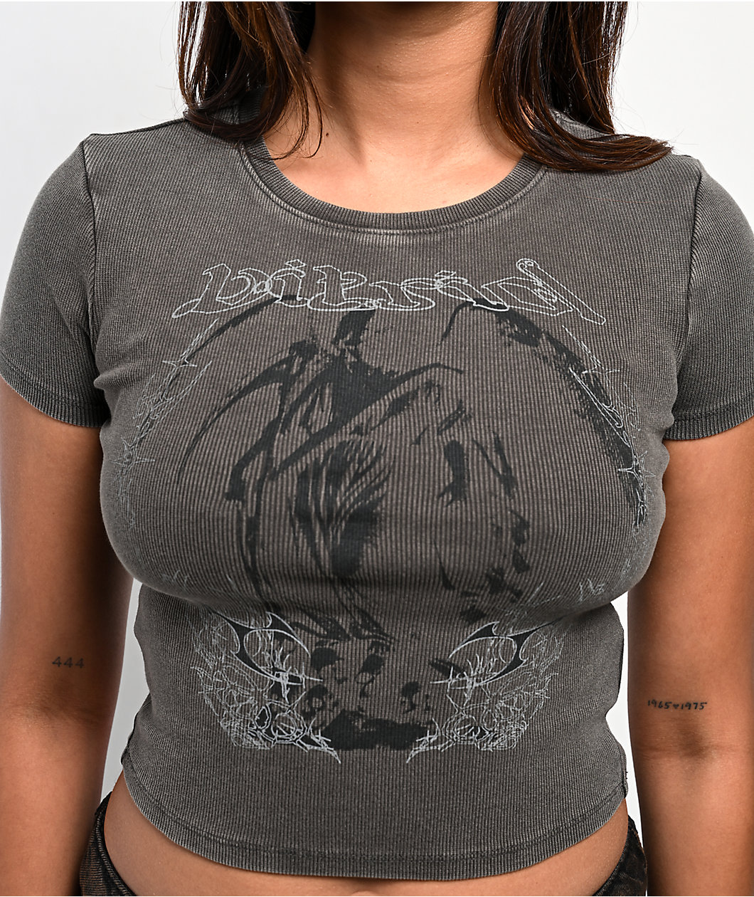 Vitriol Reina Dark Grey Crop T-Shirt