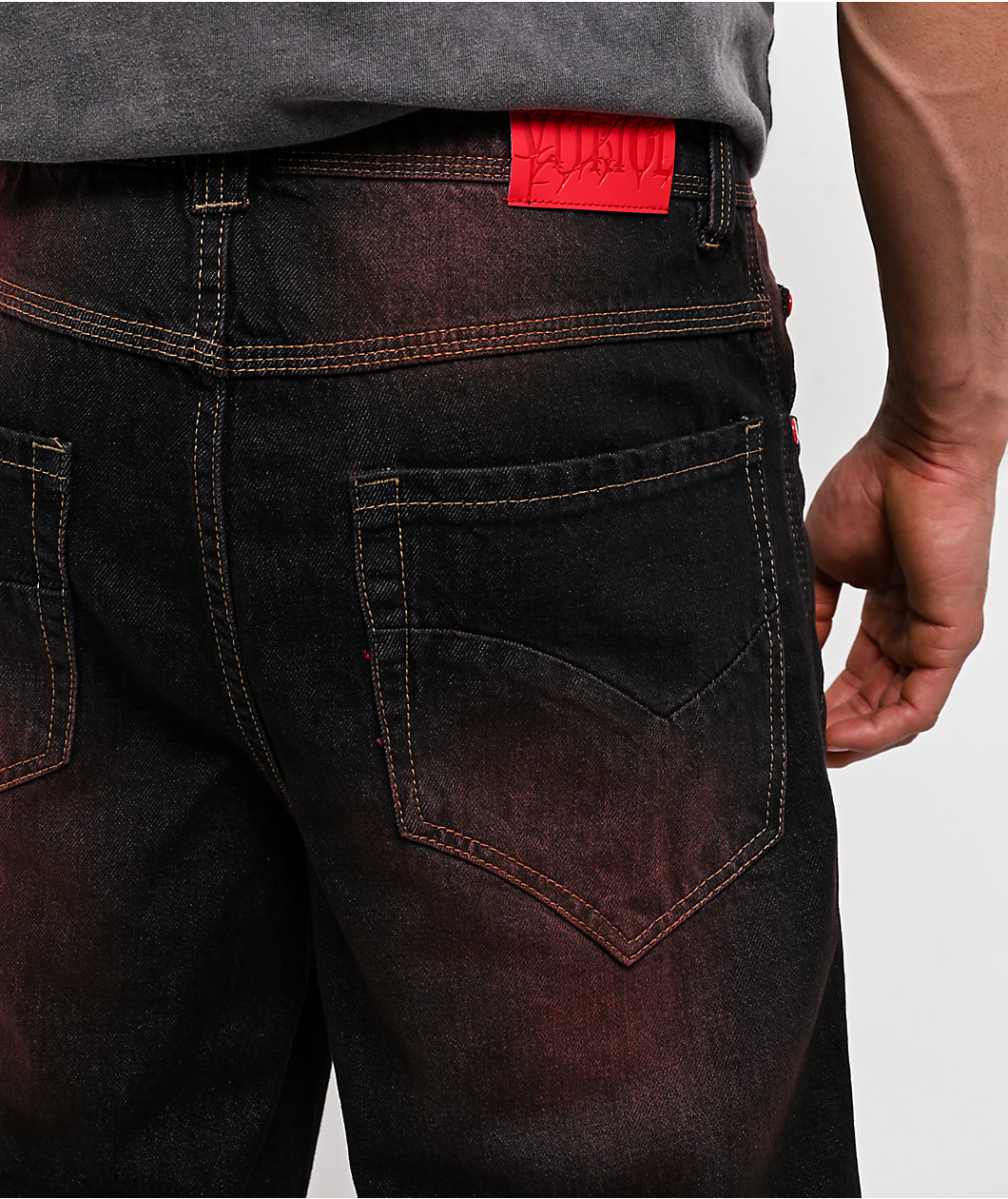 Vitriol Riddle Black Wash Loose Fit Skate Shorts