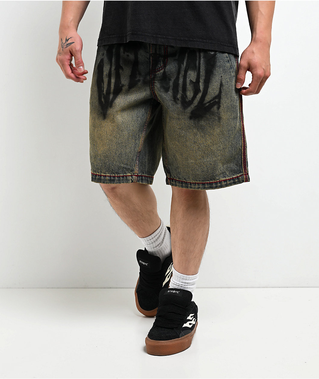 Vitriol Riddle Loose Fit Denim Shorts