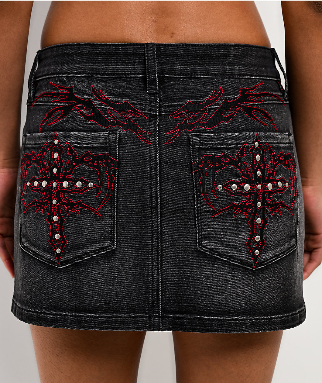 Vitriol Rose Abyss Black Wash Mini Skirt