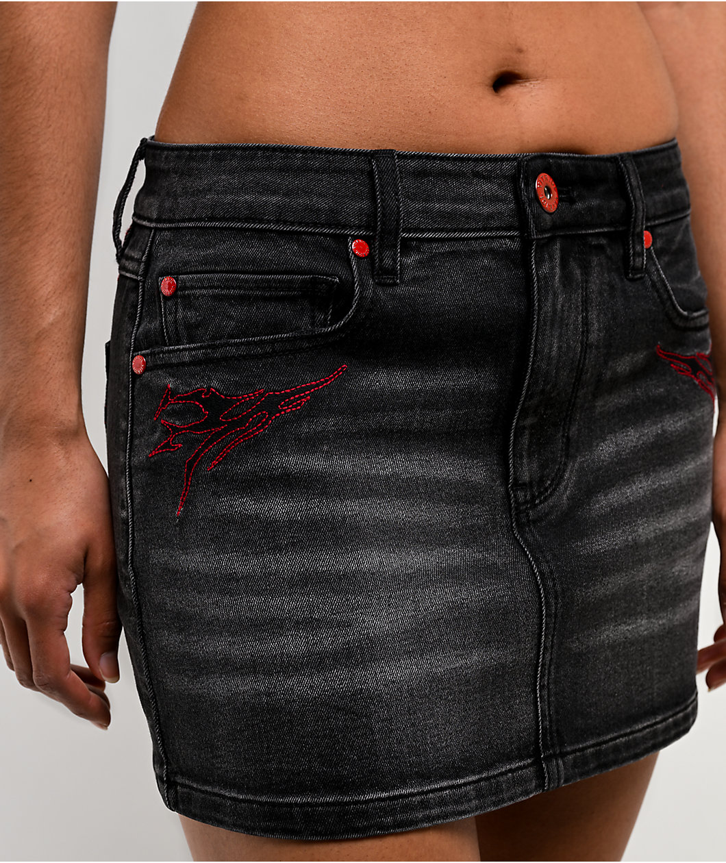 Vitriol Rose Abyss Black Wash Mini Skirt