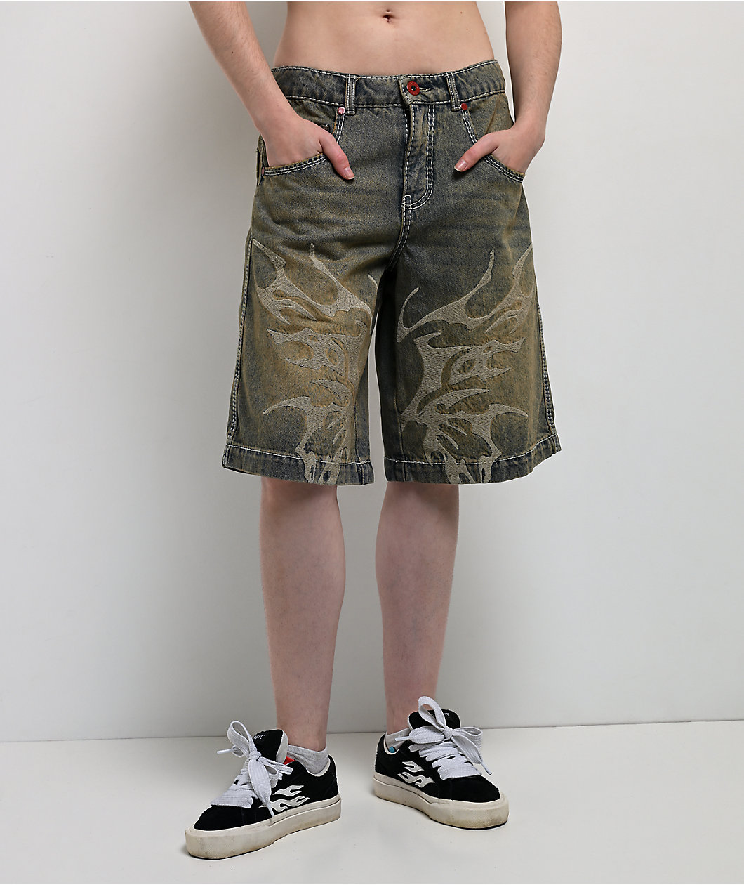 Vitriol Rowenna Butterfly Blue Wash Denim Shorts