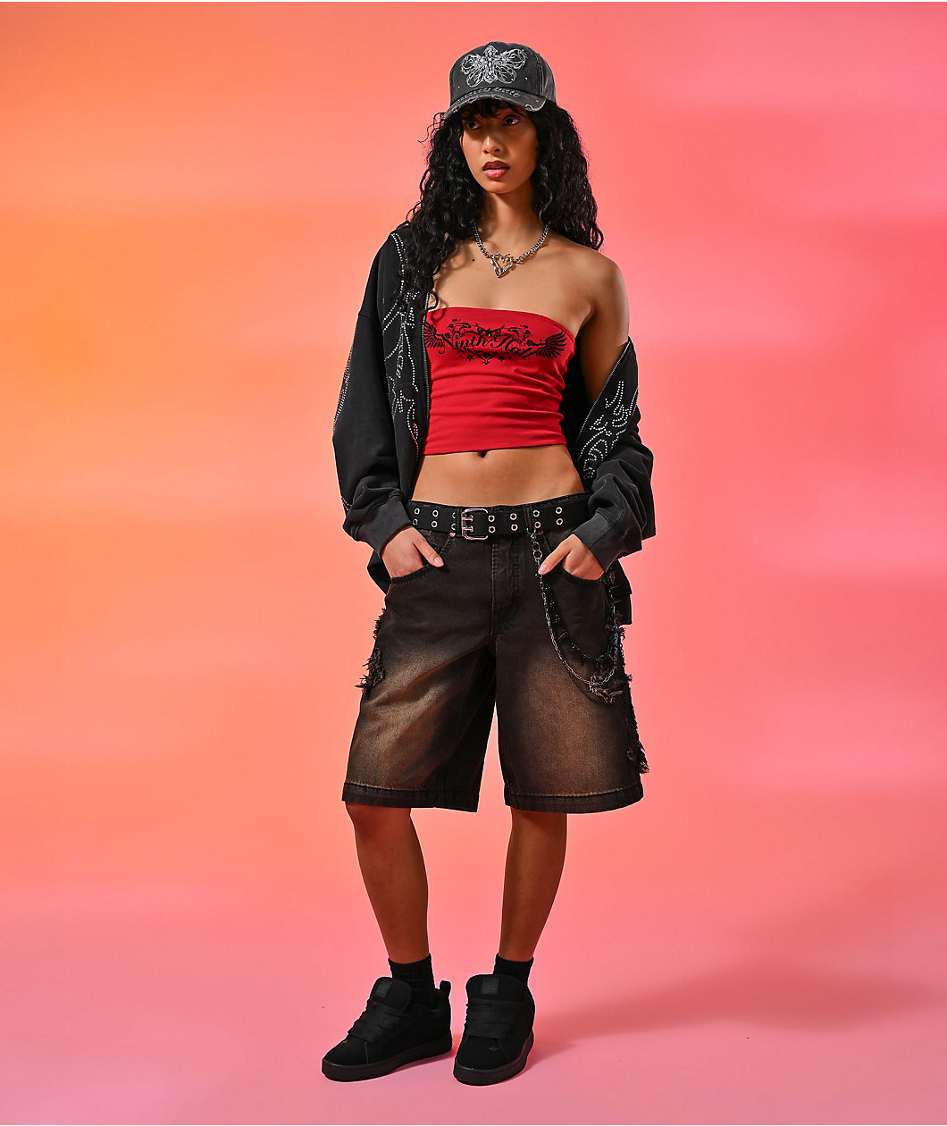 Vitriol Rowenna Gothic Black Wash Denim Shorts