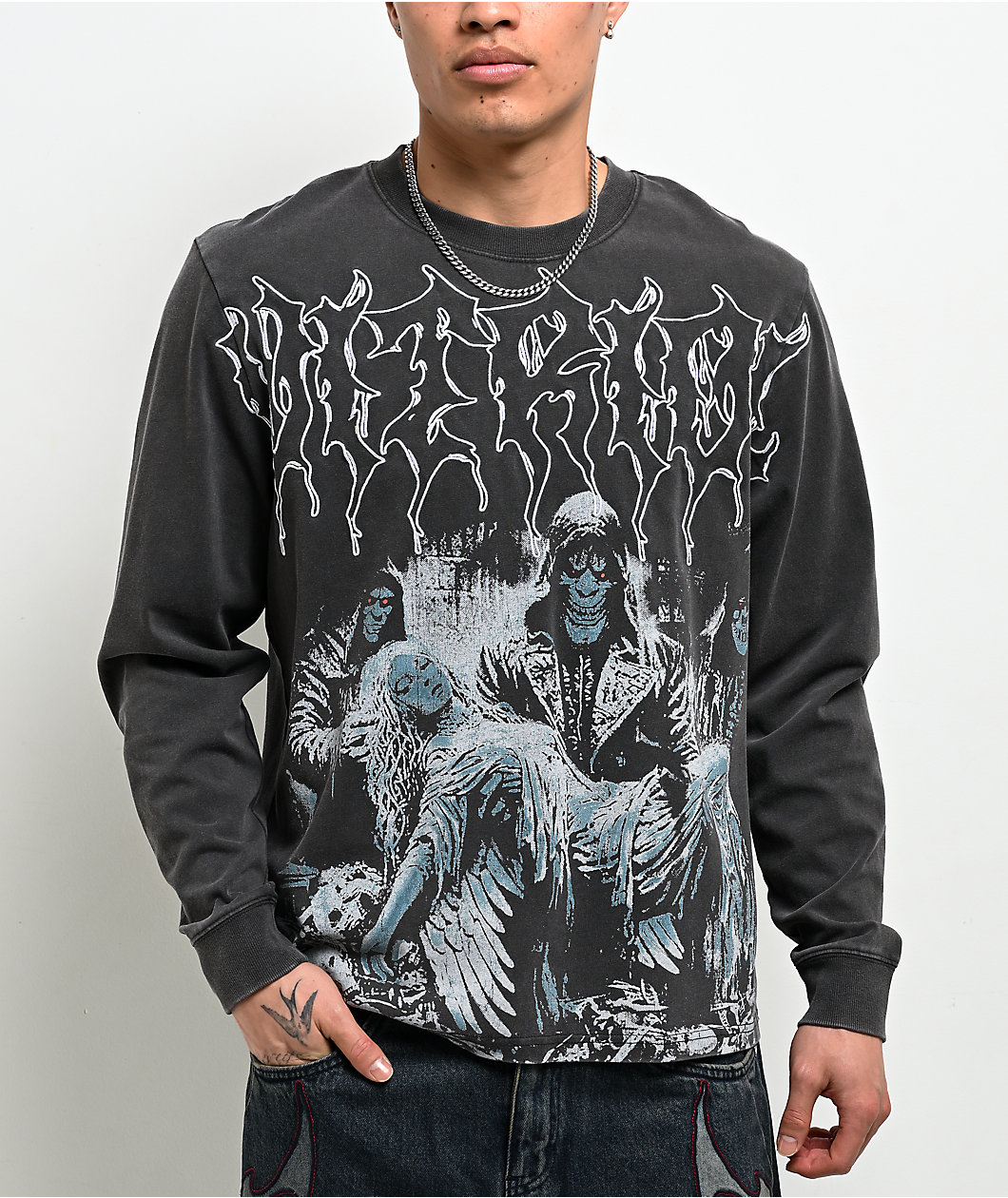Vitriol Savior Charcoal Wash Long Sleeve T-Shirt