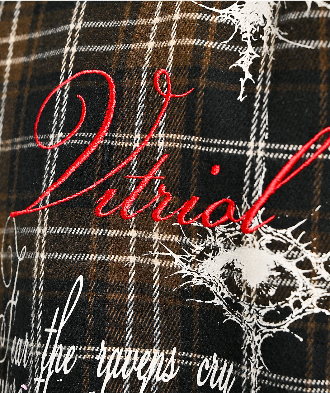 Vitriol Scorned Long Sleeve Black & Brown Flannel Crop Zip Shirt