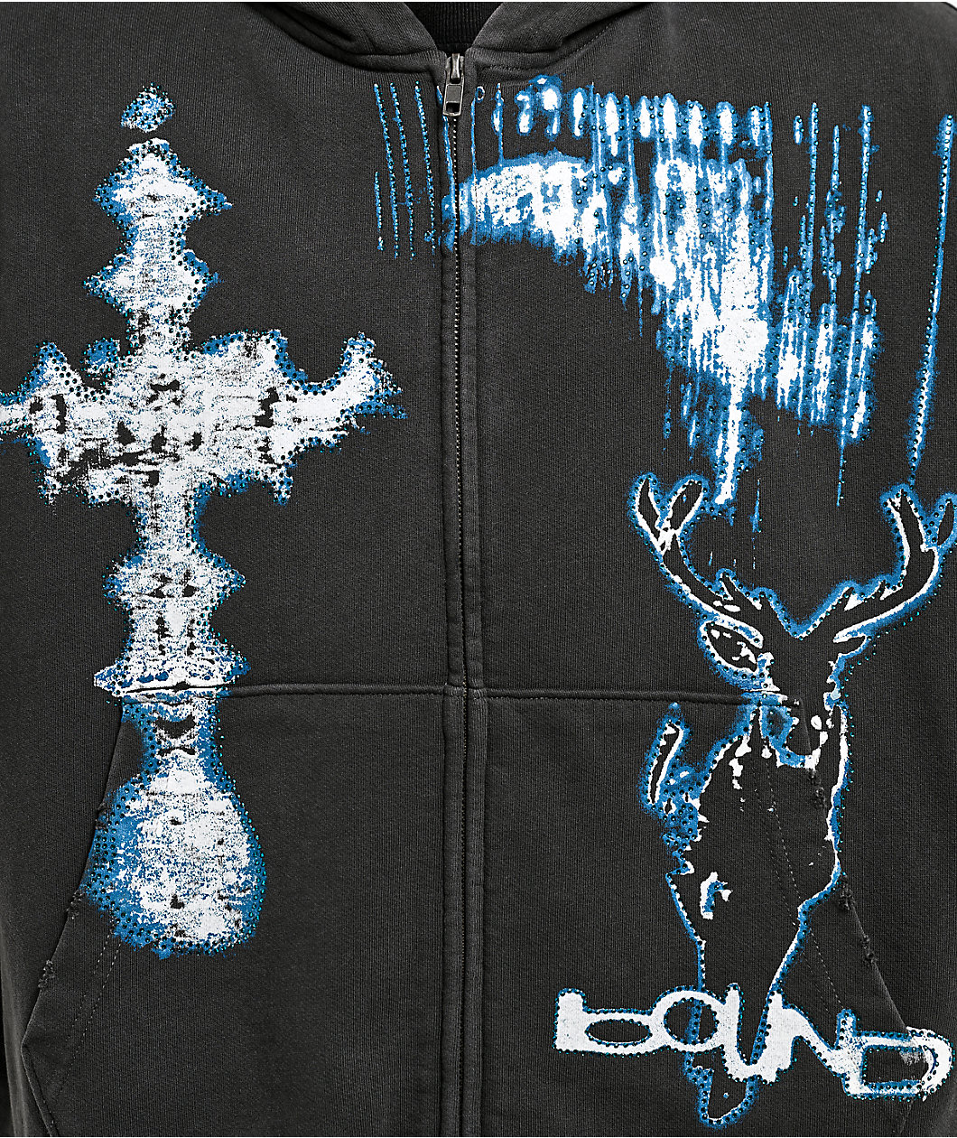 Vitriol Shadowlands Black Wash Crop Zip Hoodie