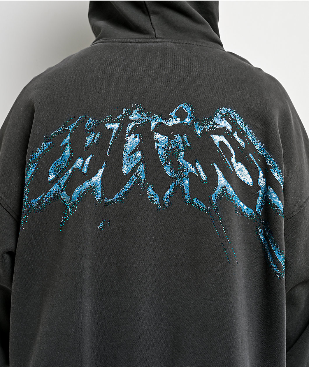 Vitriol Shadowlands Black Wash Crop Zip Hoodie
