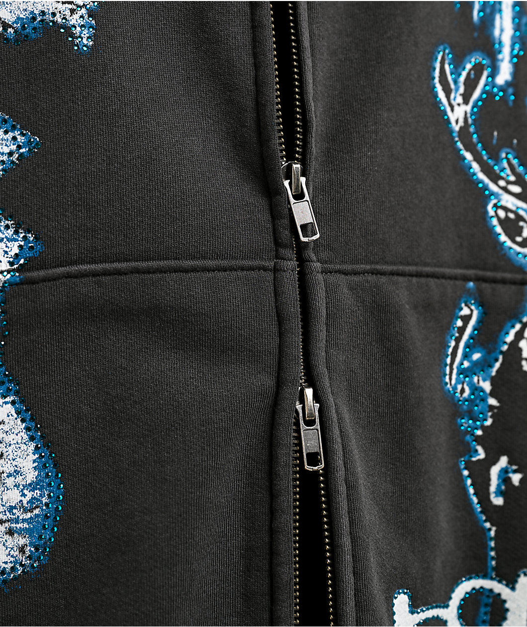 Vitriol Shadowlands Black Wash Crop Zip Hoodie