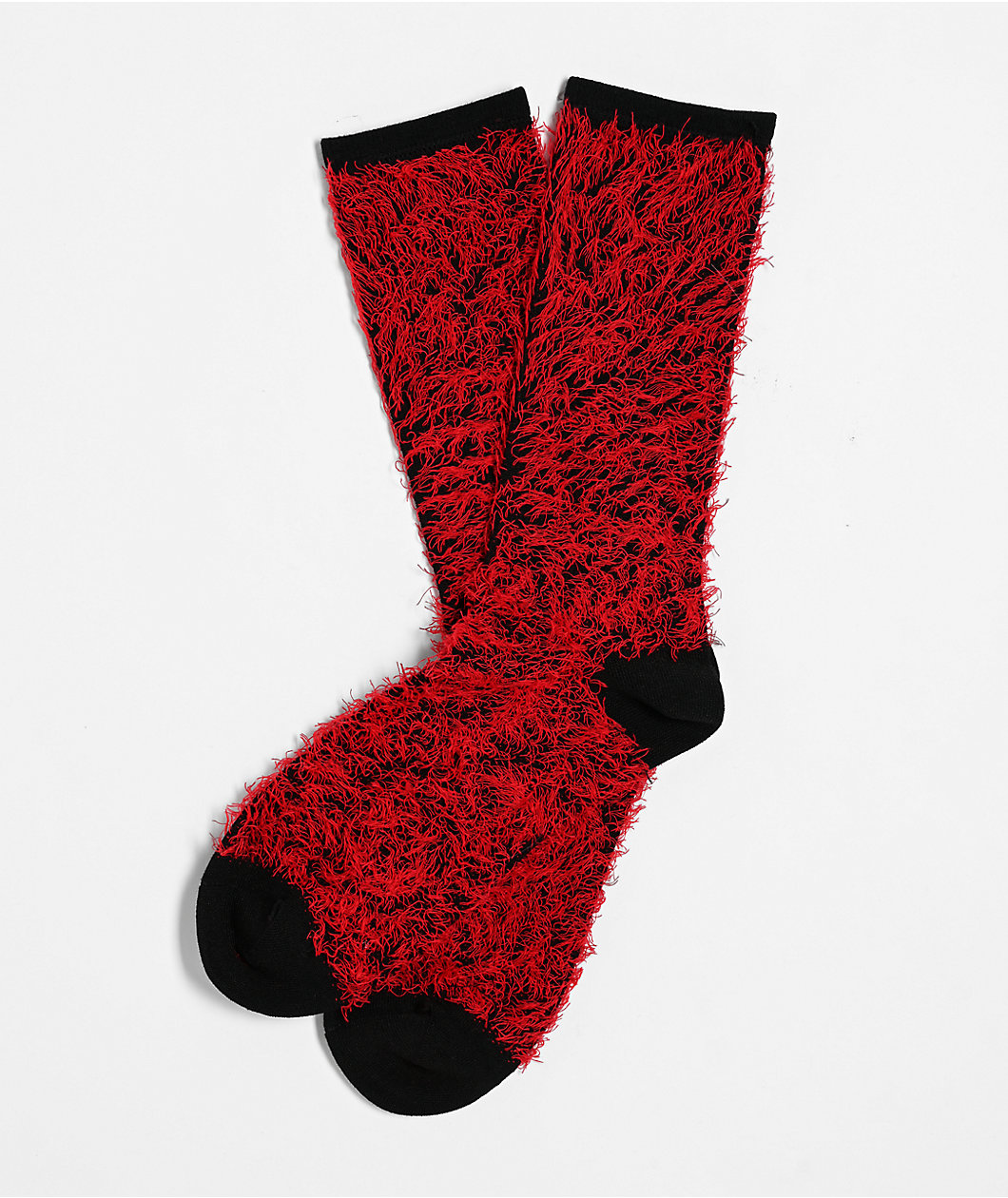 A.LAB Huzzle Red Fuzzy Crew Socks | MainPlace Mall