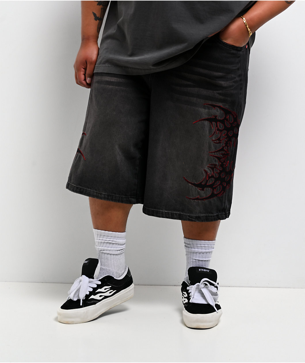 Vitriol Siphon Black Wash Ultra Wide Shorts