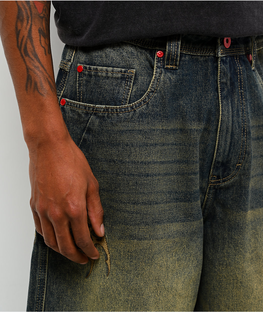 Vitriol Siphon Blue Wash Ultra Wide Denim Shorts