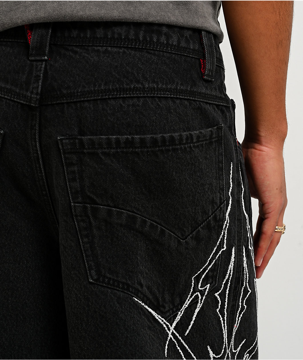 Vitriol Siphon Cyber Black Wash Ultra Wide Shorts