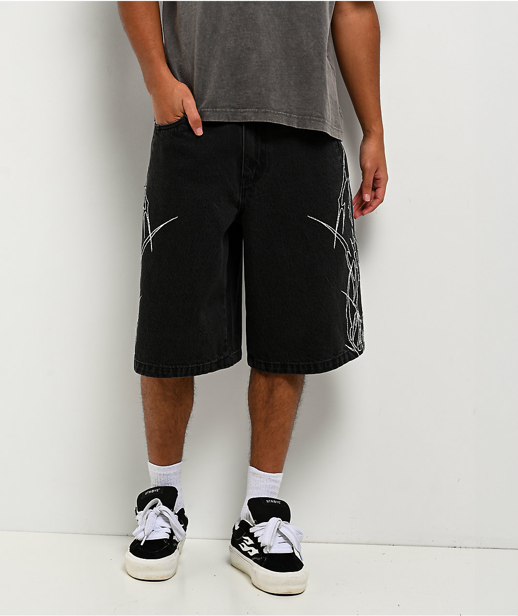 Vitriol Siphon Cyber Black Wash Ultra Wide Shorts