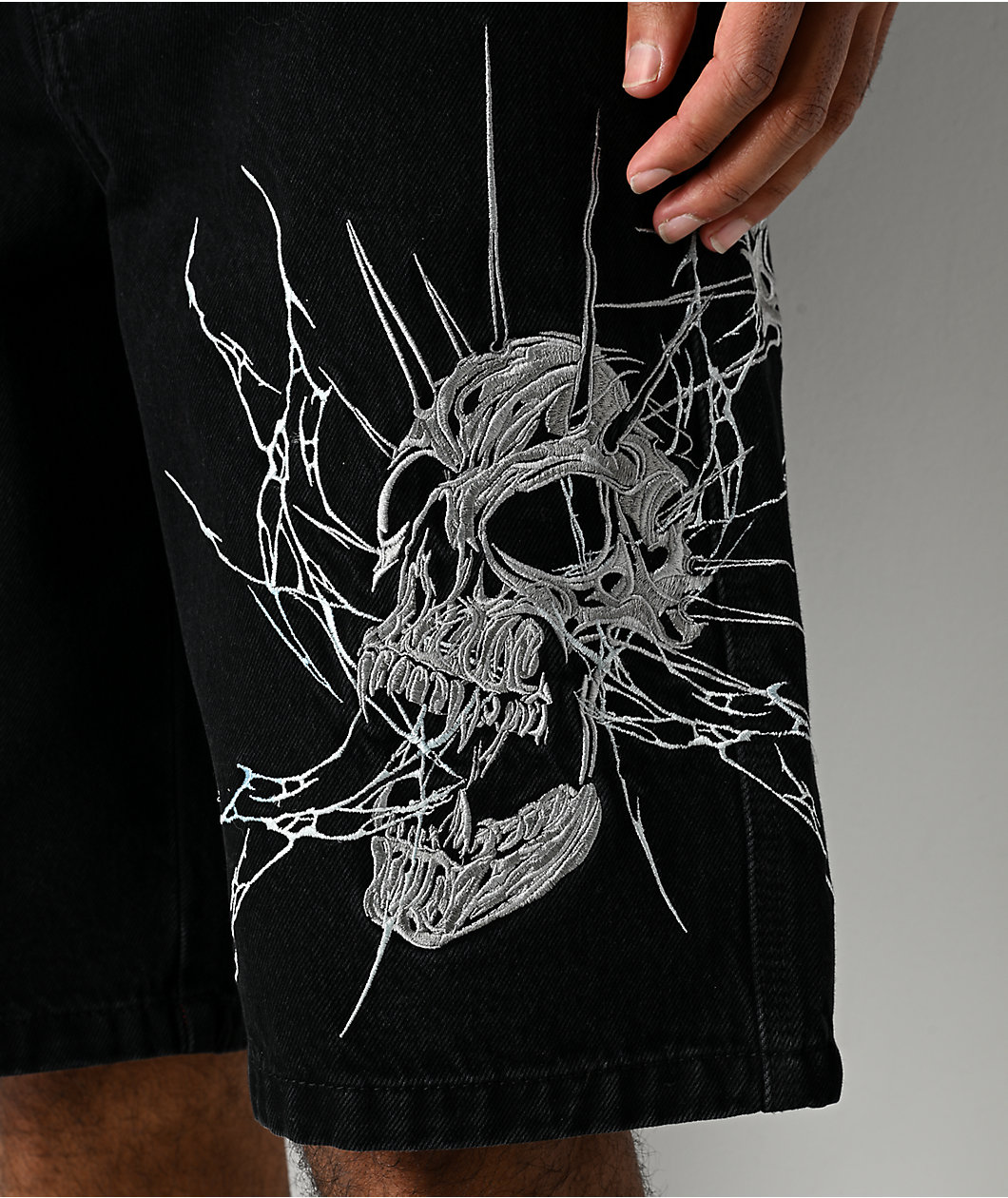 Vitriol Siphon Descend Black Ultra Loose Denim Shorts