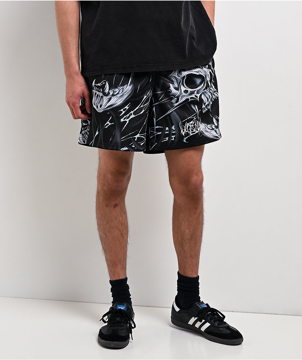 Vitriol Skull Black Mesh Shorts