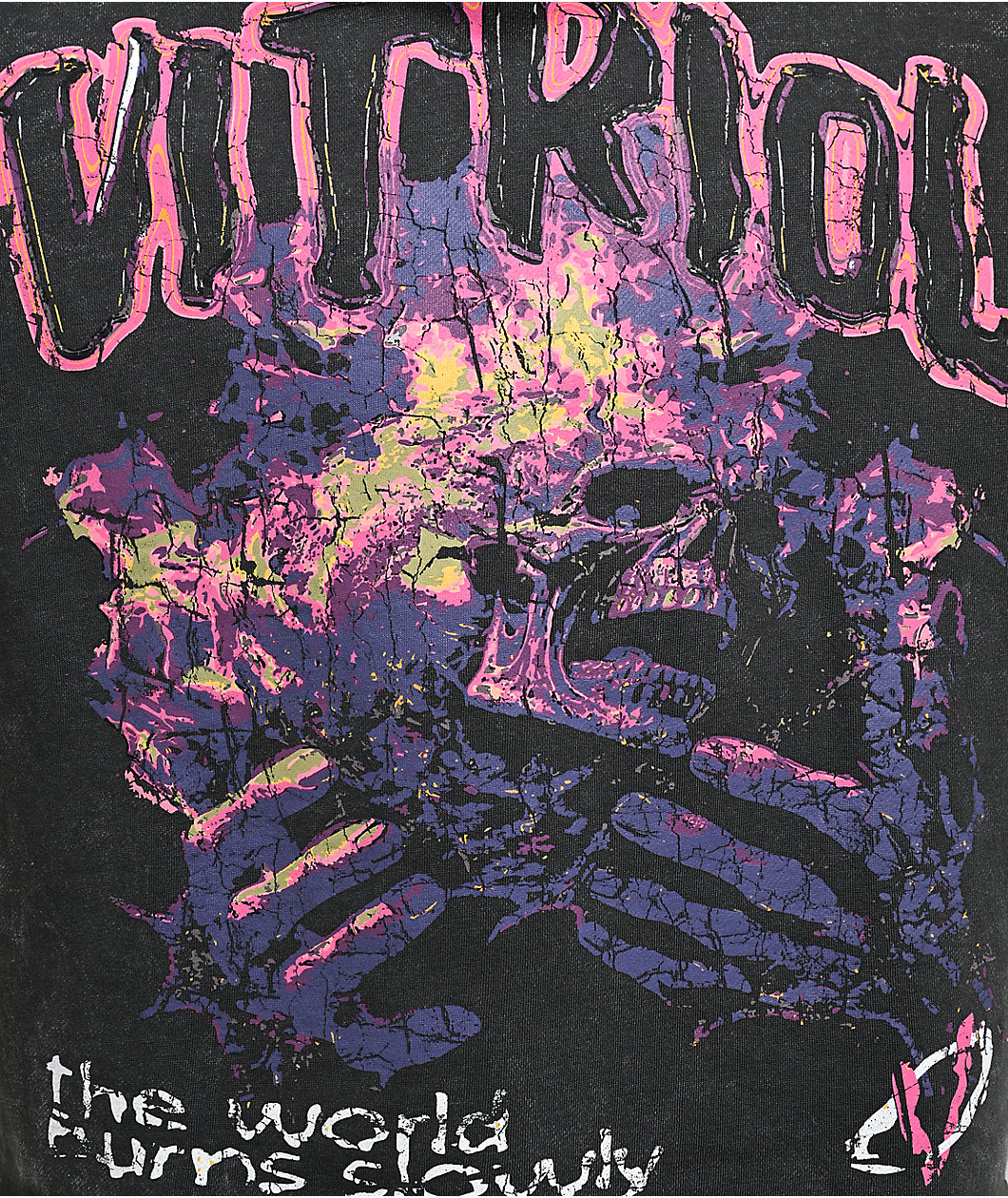 Vitriol Slow Burn Charcoal Wash Distressed Crop Hoodie