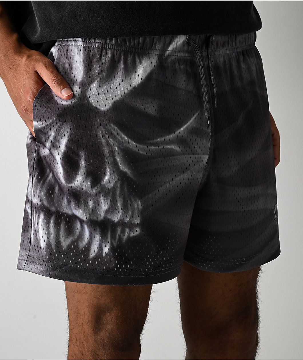 Vitriol Smoke Skull Grey Mesh Shorts
