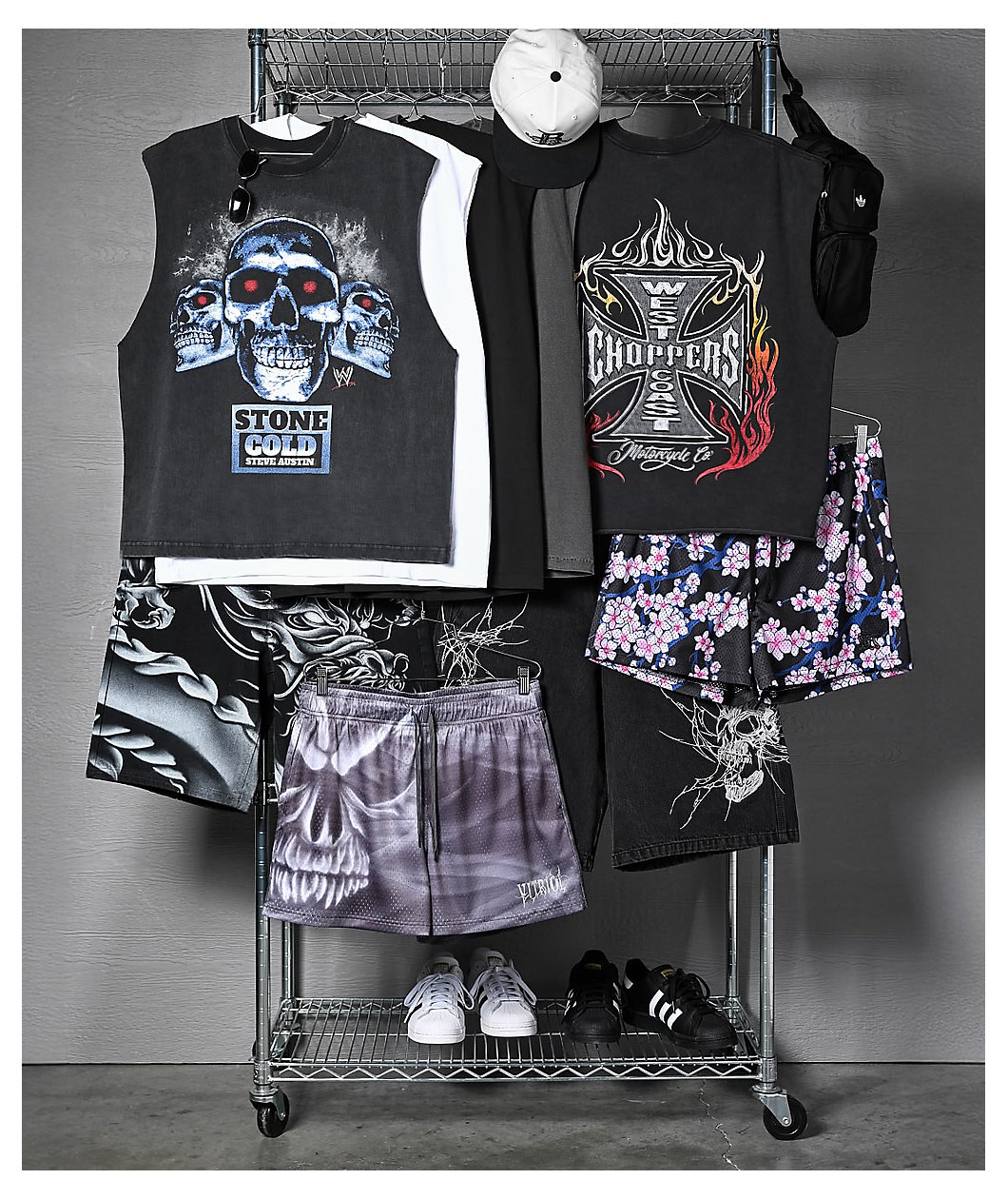 Vitriol Smoke Skull Grey Mesh Shorts