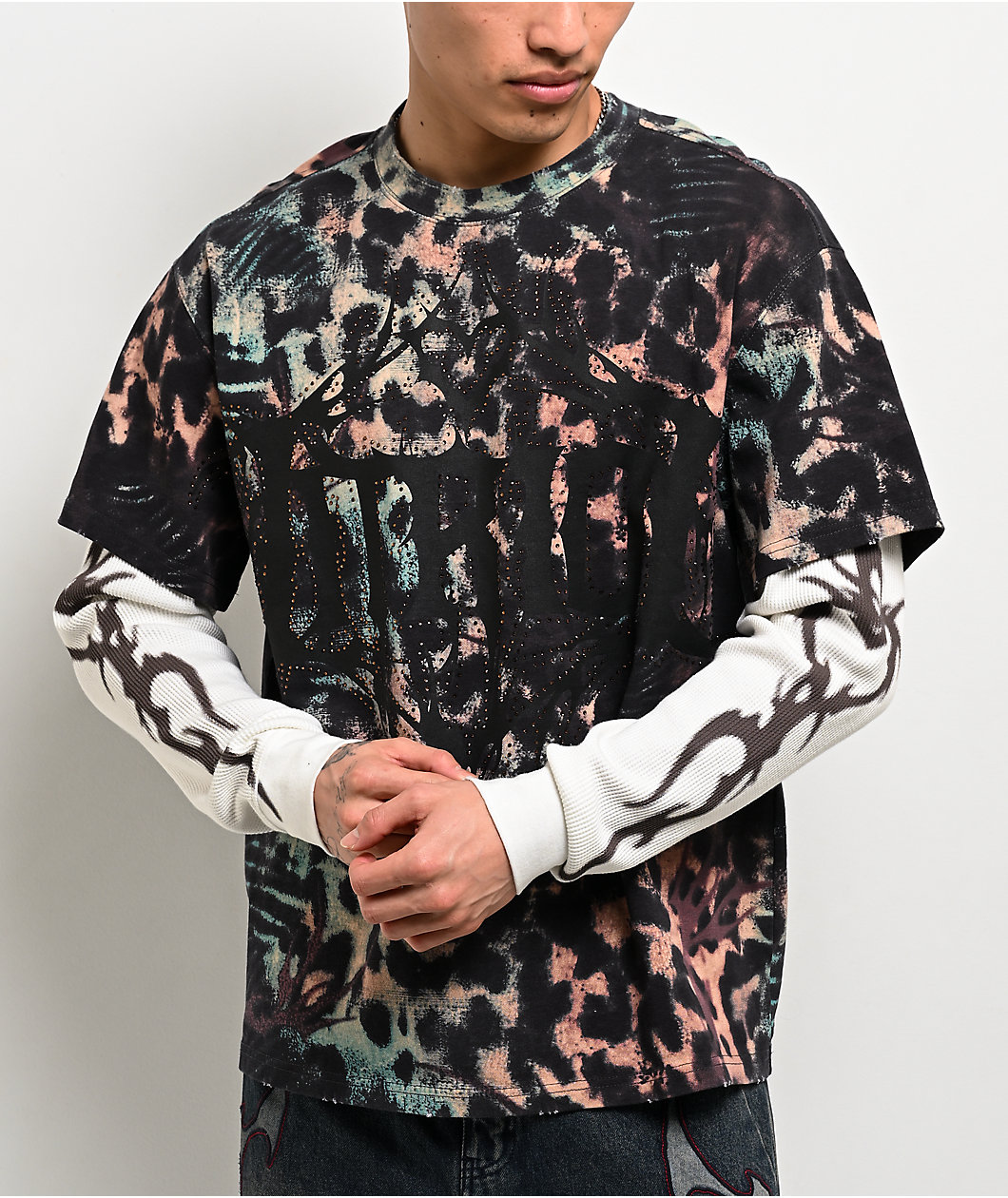 Vitriol Spawn Leopard 2fer Black & White Long Sleeve T-Shirt