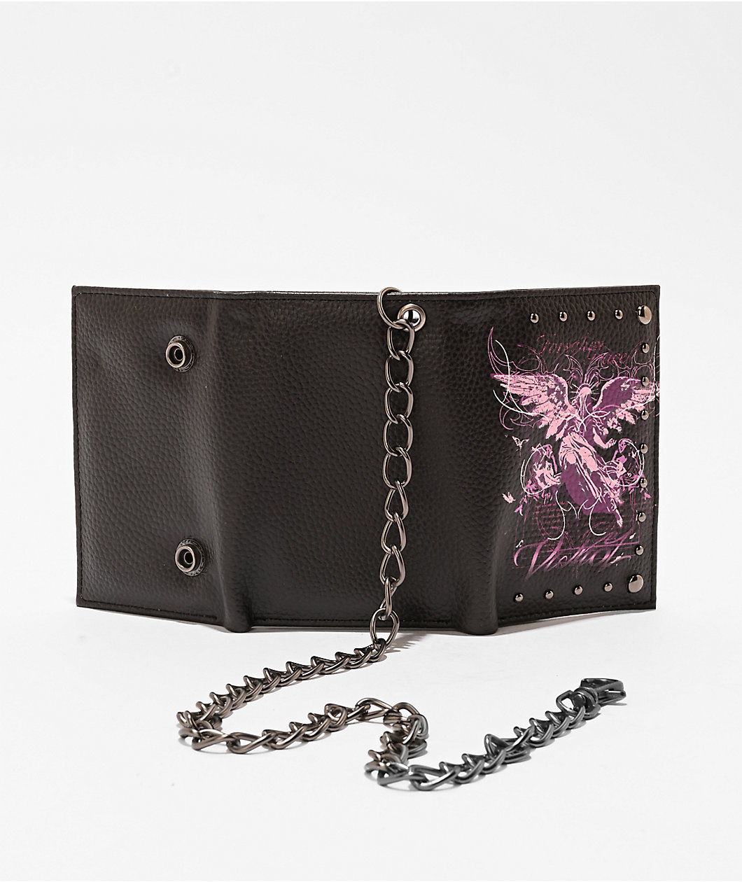 Vitriol Studded Angel Black Chain Wallet
