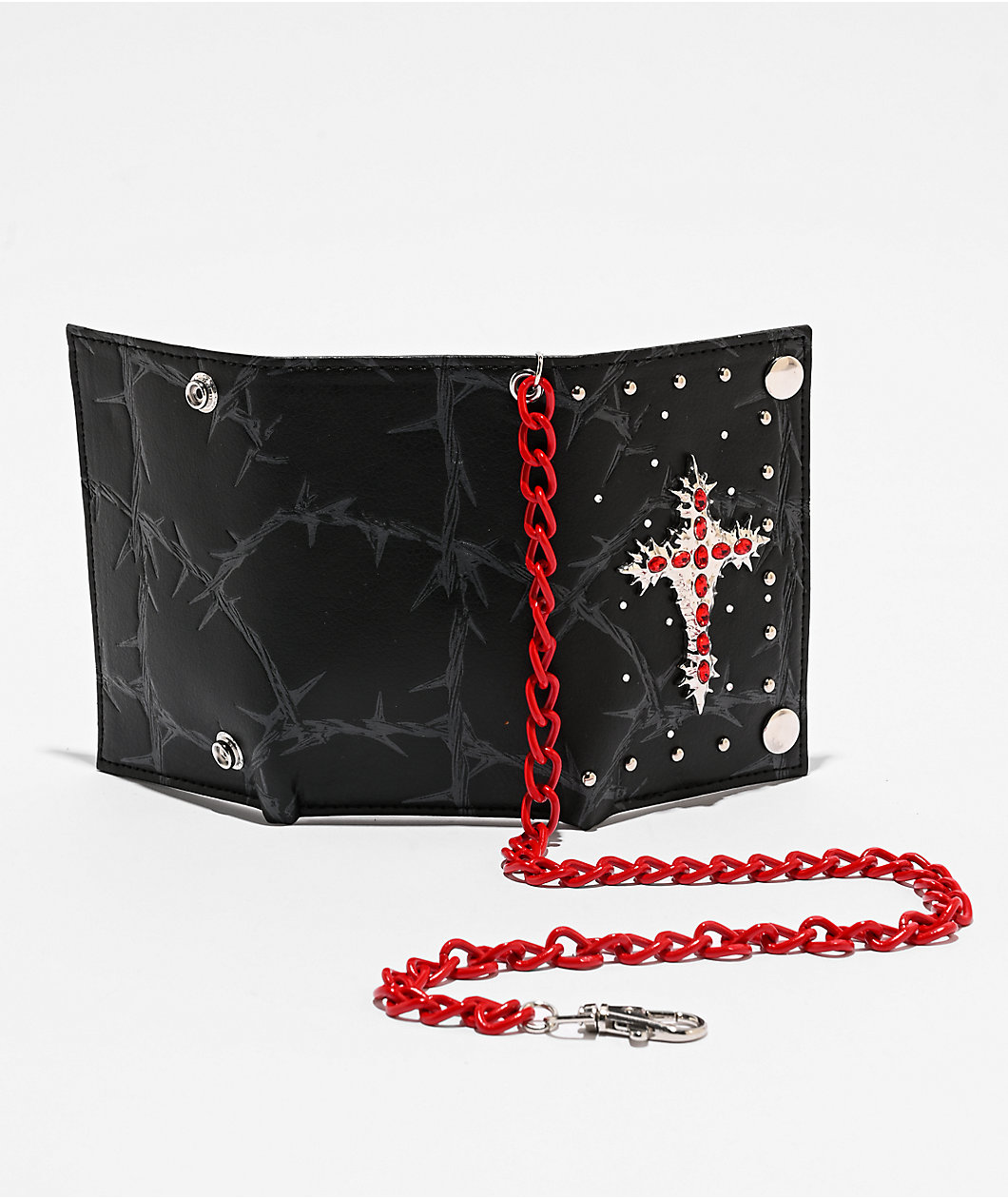 Vitriol Studded Cross Black Chain Wallet