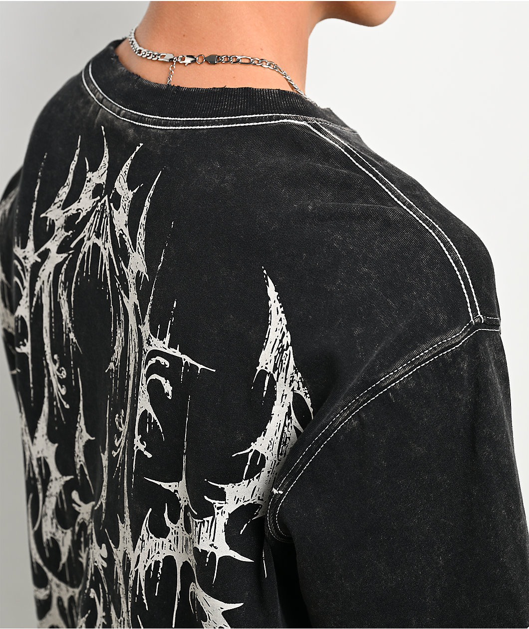 Vitriol Summoned Black Wash & White 2fer Long Sleeve T-Shirt