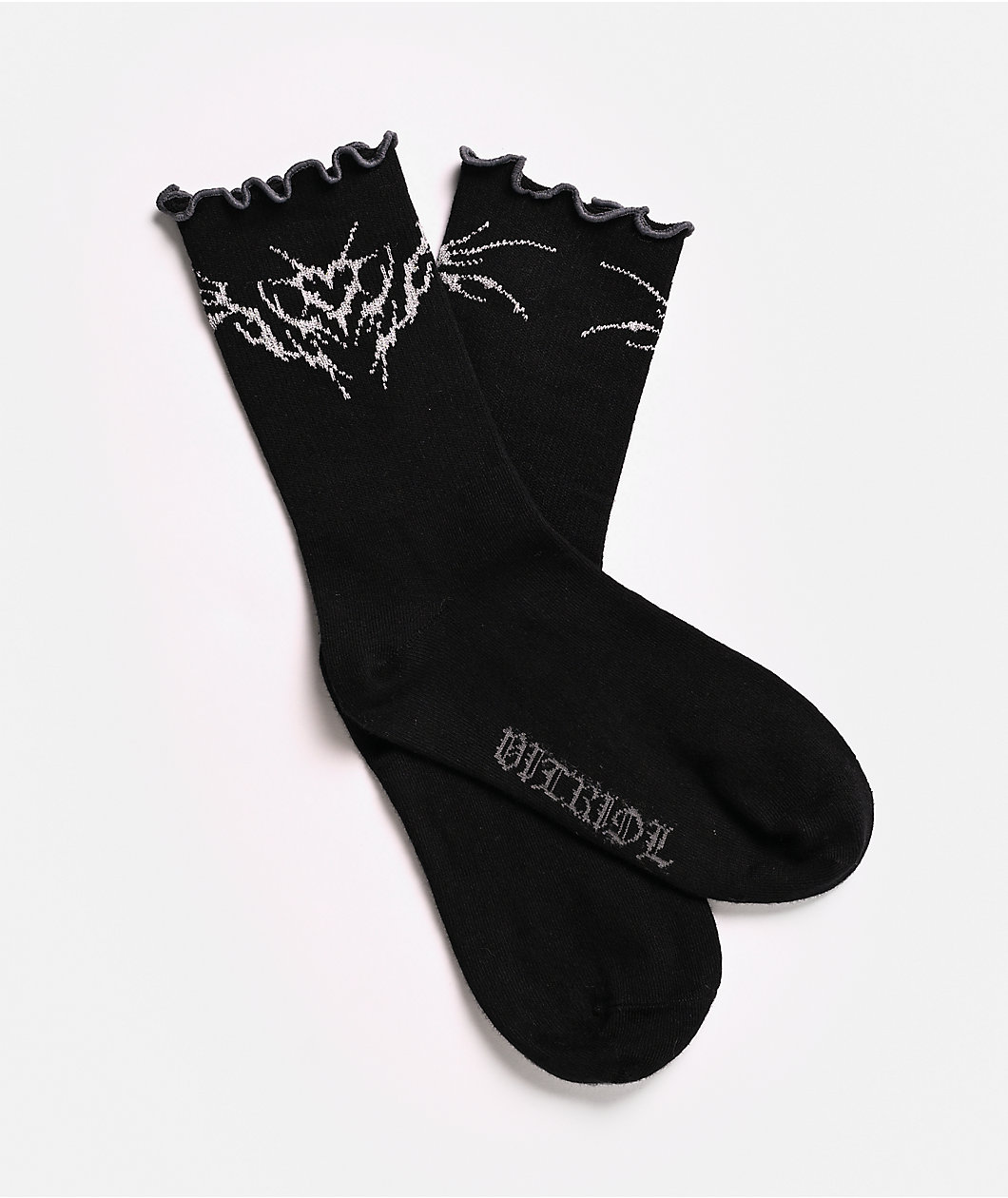 Vitriol Tamsin Lettuce Edge Black Crew Socks