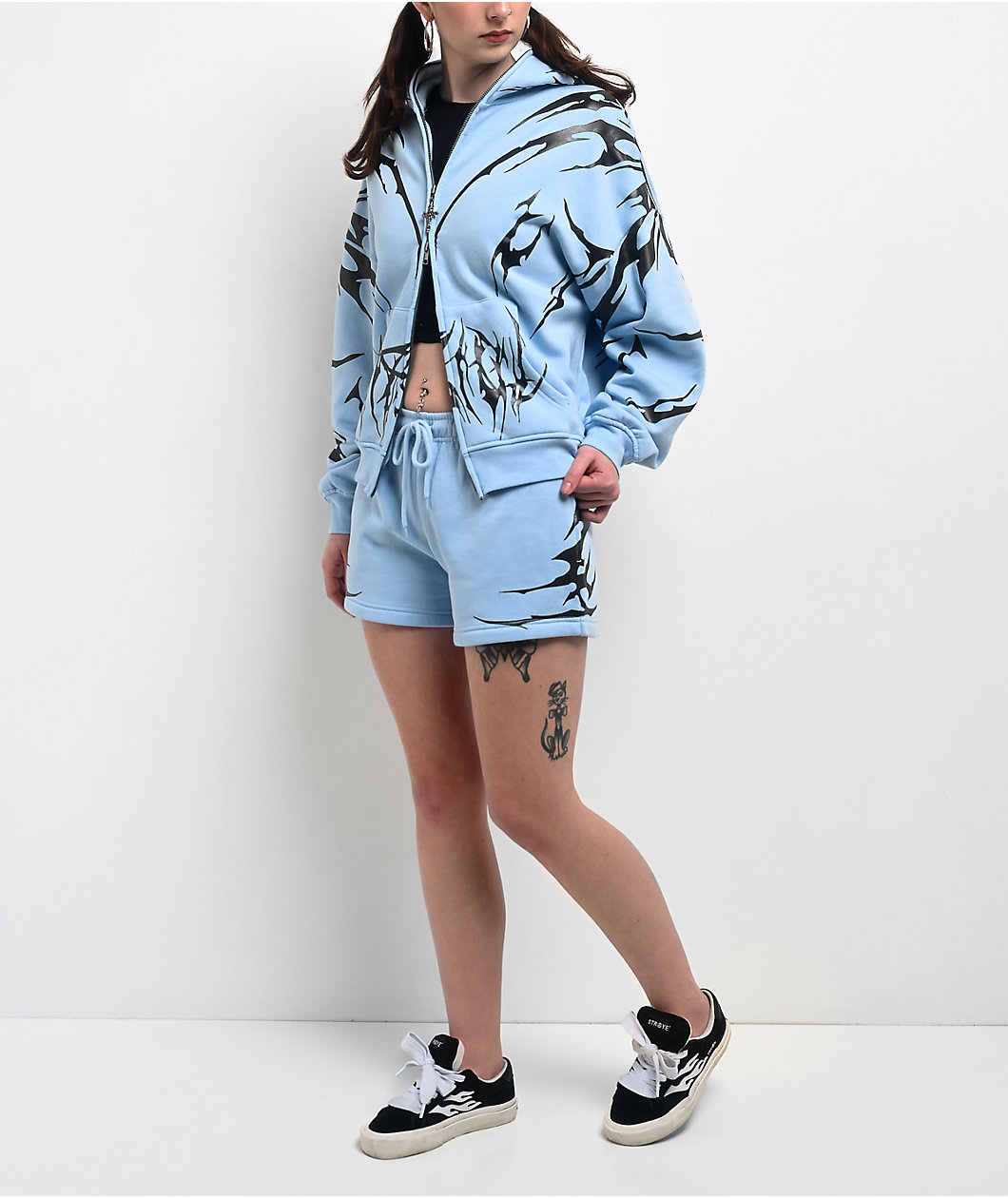 Vitriol Tessa Sigil Baby Blue Sweat Shorts